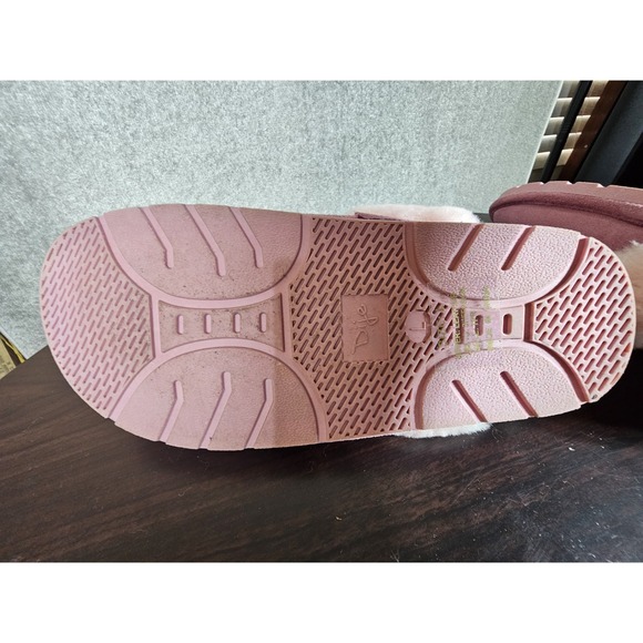 Dije Leather Fur Sheepskin Lined Slip On Slippers Womens Size Large Pink - Picture 8 of 12